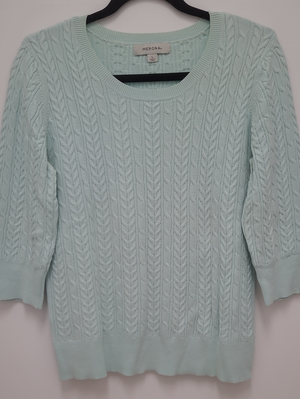 Merona Light Mint Cable Knit Crew Sweater